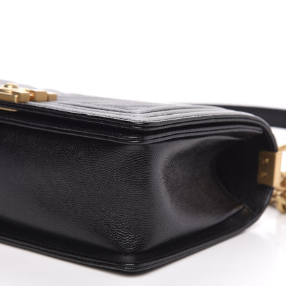 Chanel Caviar Chevron Quilted Medium Boy Flap Black 9 of 11