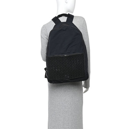 Bottega Veneta Nappa Nylon Intreccio Packable Backpack Black 3 of 10