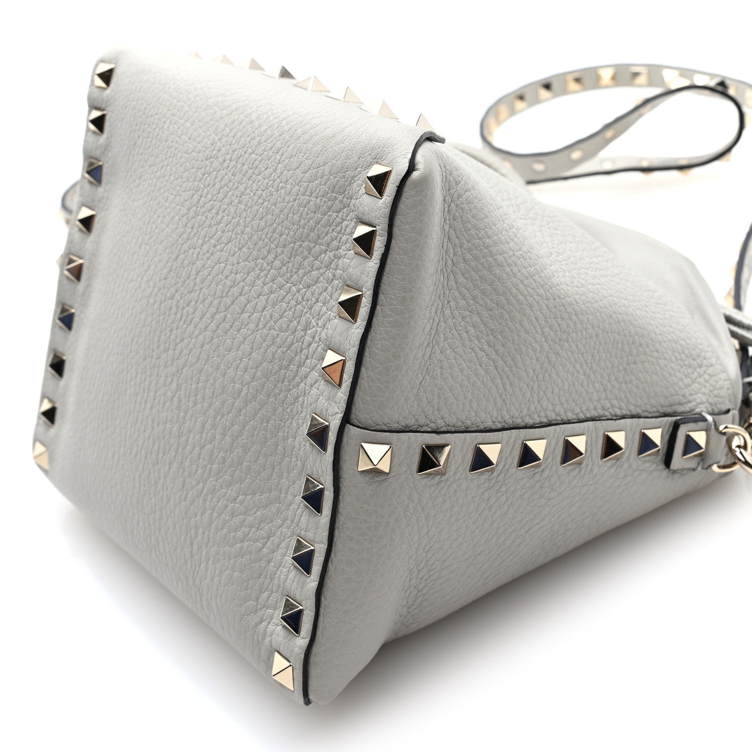 Valentino Garavani Grained Calfskin Rockstud Mini Bucket Bag Opal Grey 9 of 9