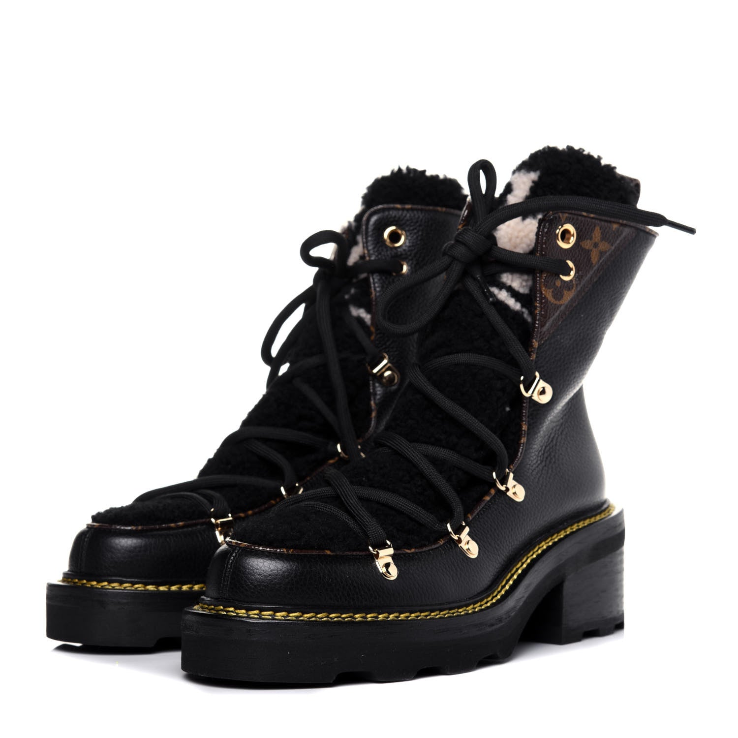 Louis Vuitton Grained Calfskin Shearling LV Beaubourg Ankle Boots 38 Black 3 of 10