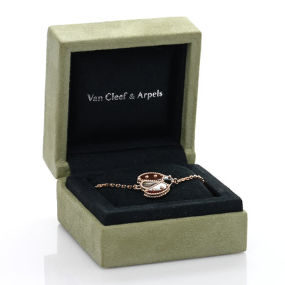 Van Cleef & Arpels 18K Rose Gold Carnelian Onyx Lucky Spring Open Wing Lady Bug Bracelet 4 of 4