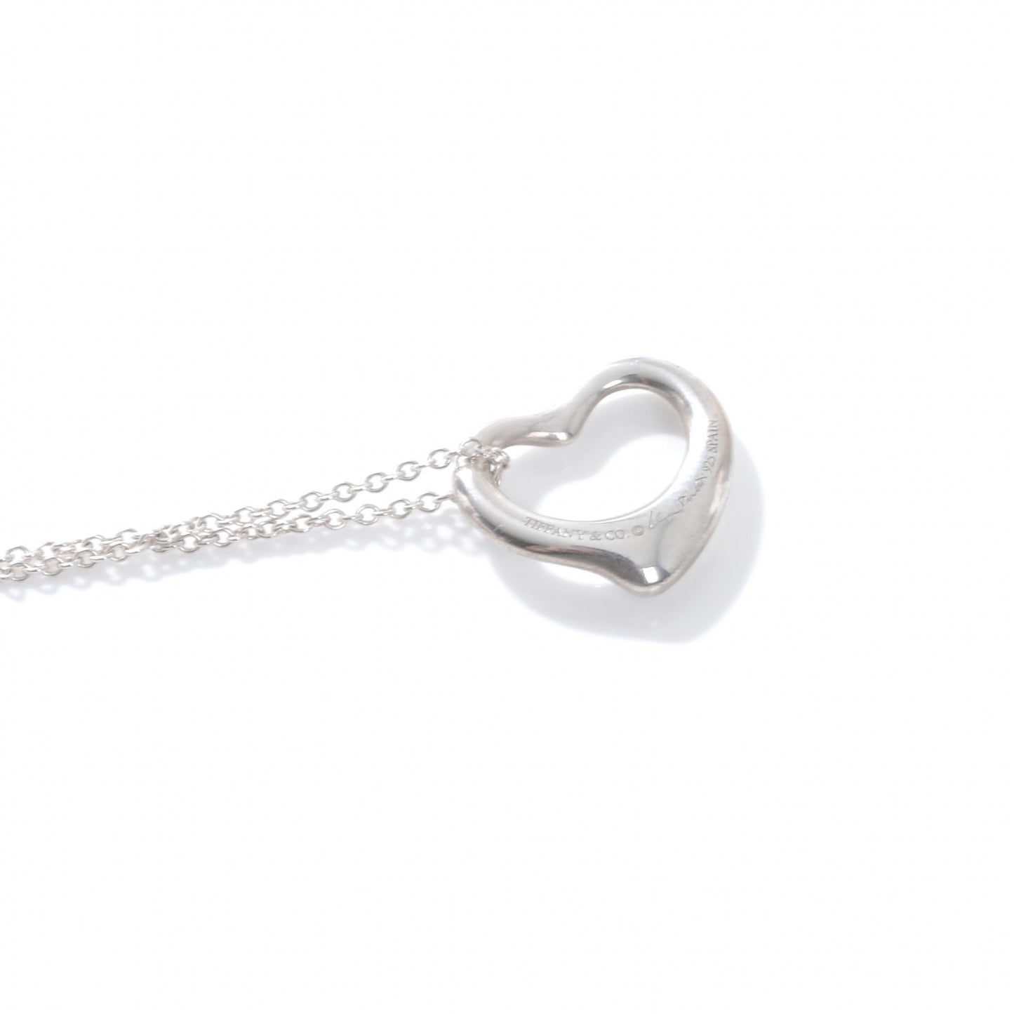 Sterling Silver 16mm Elsa Peretti Open Heart Pendant Necklace