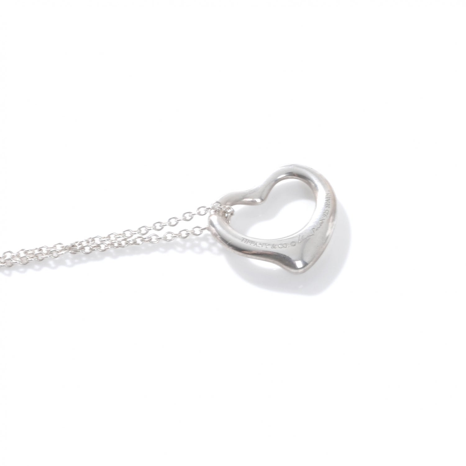 Tiffany Sterling Silver 16mm Elsa Peretti Open Heart Pendant Necklace 3 of 6