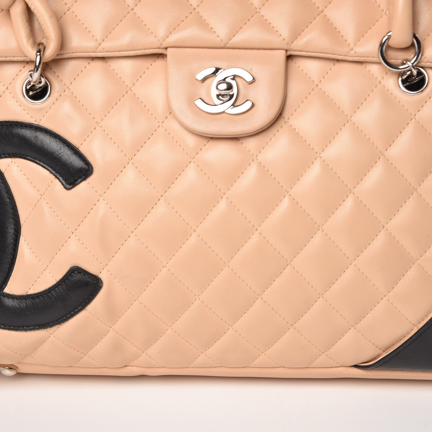 Chanel Calfskin Quilted Large Cambon Flap Beige Black 23 of 23