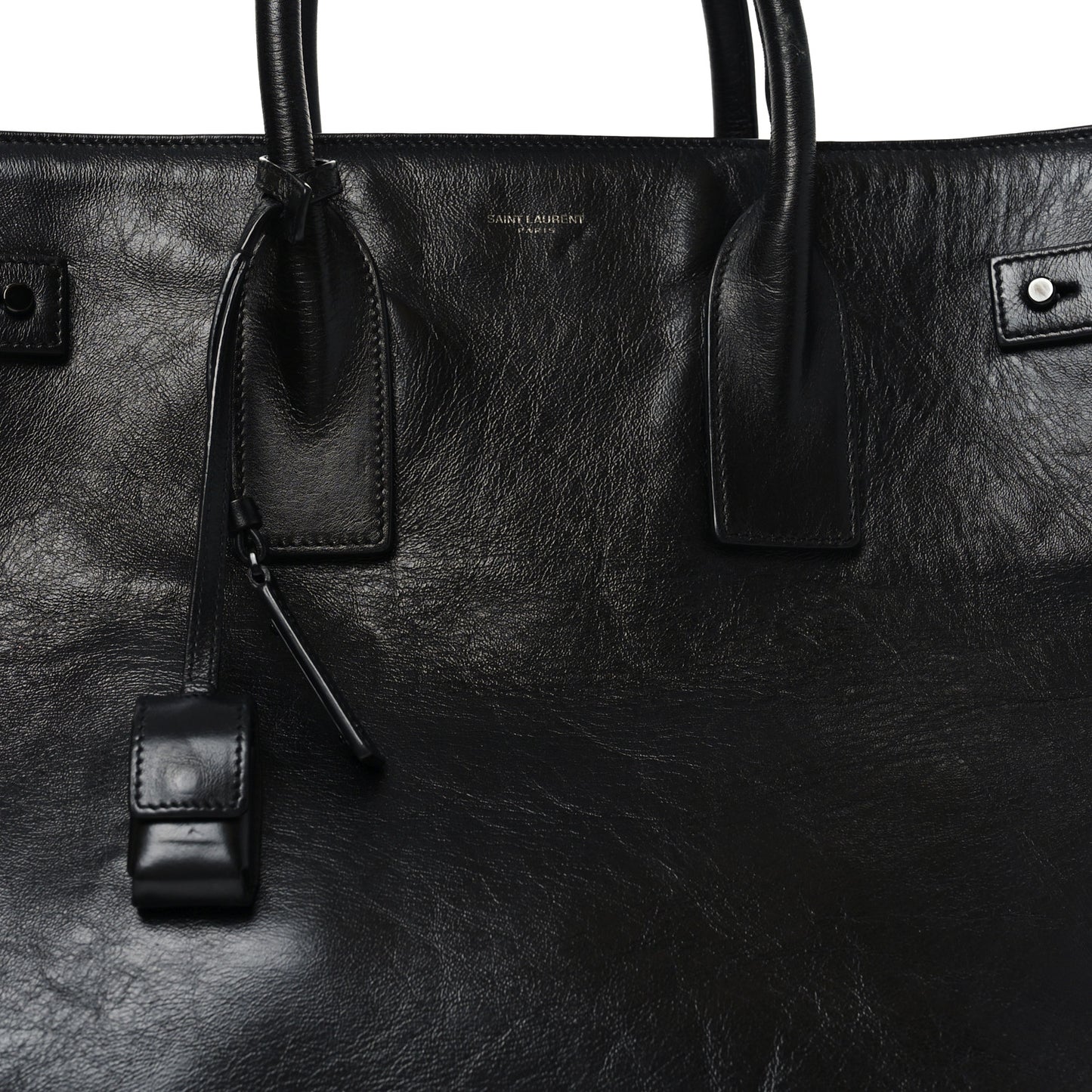 Textured Patent Large Souple Sac De Jour Black