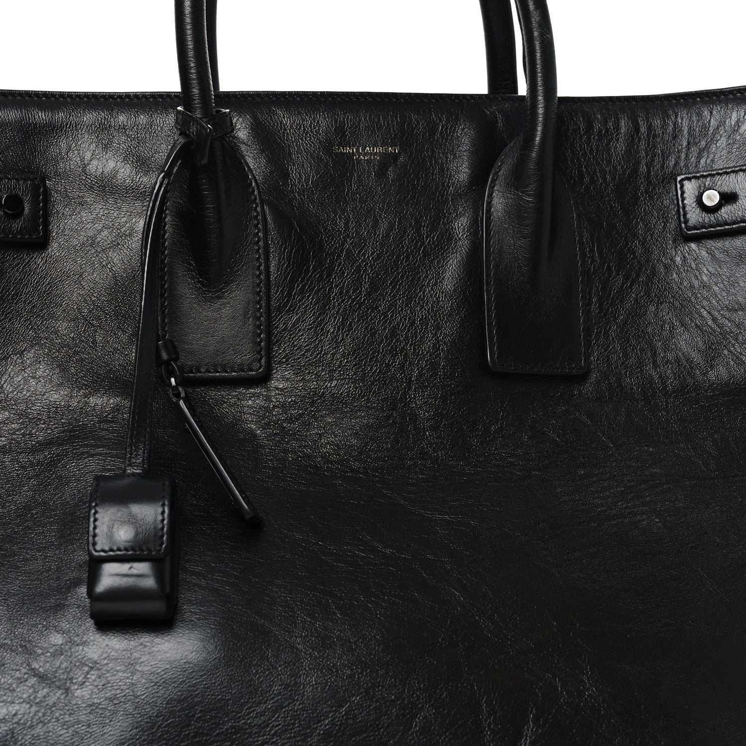 Saint Laurent Textured Patent Large Souple Sac De Jour Black 8 of 11