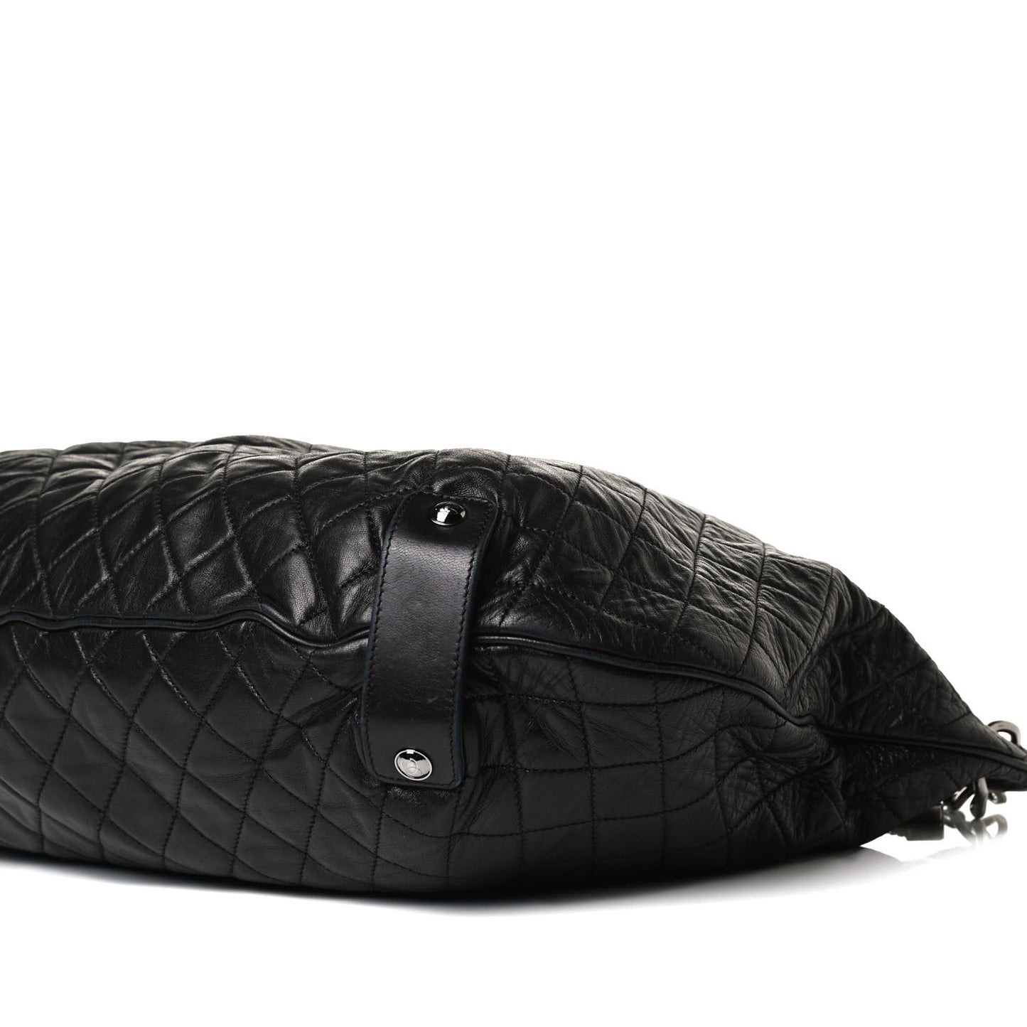 Lambskin Large Chain Mail Hobo Black