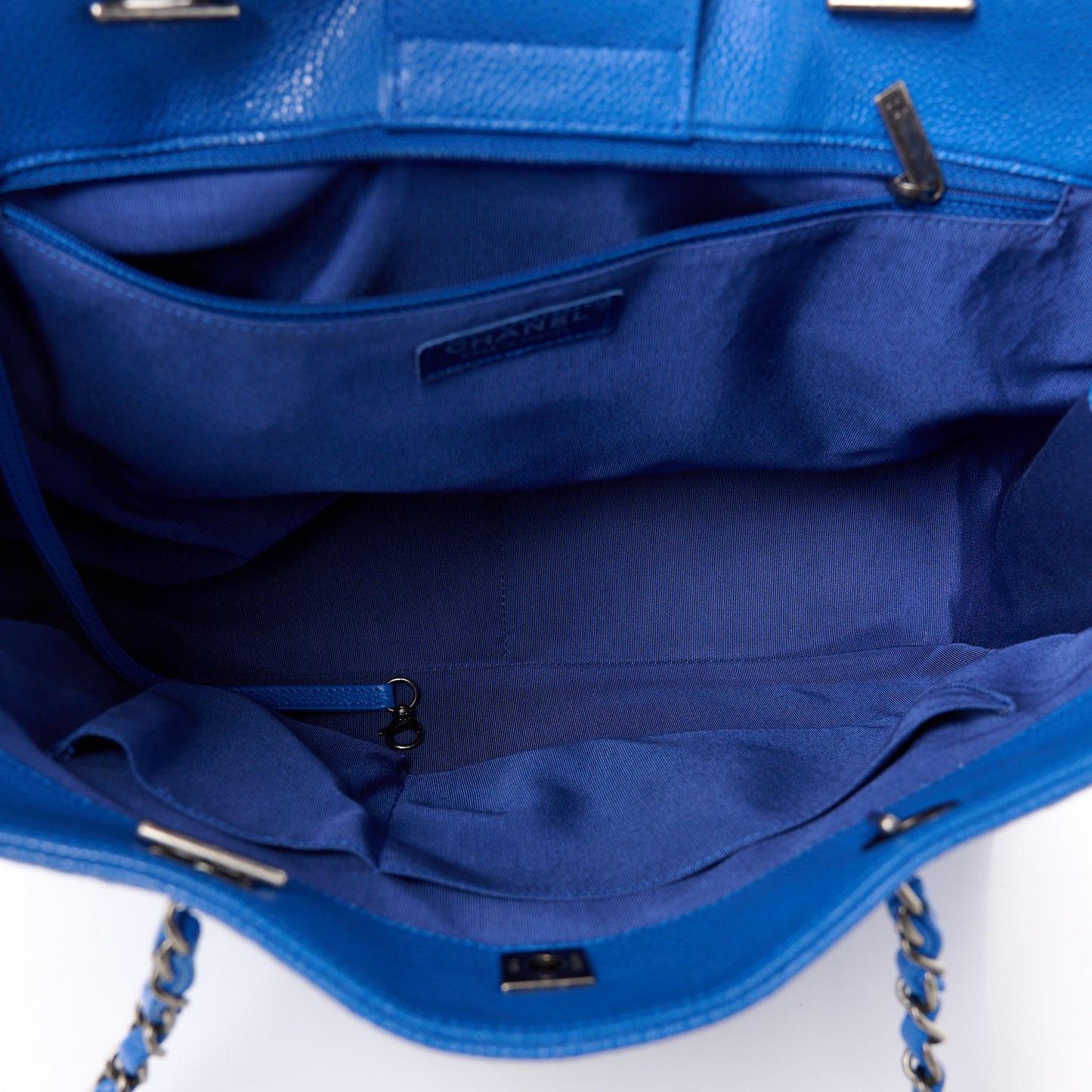 Caviar Quilted Large Classic Shopping Tote Blue