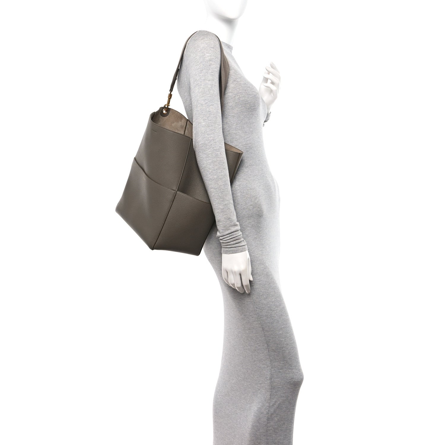Celine Soft Grained Calfskin Sangle Bucket Bag Taupe 2 of 12