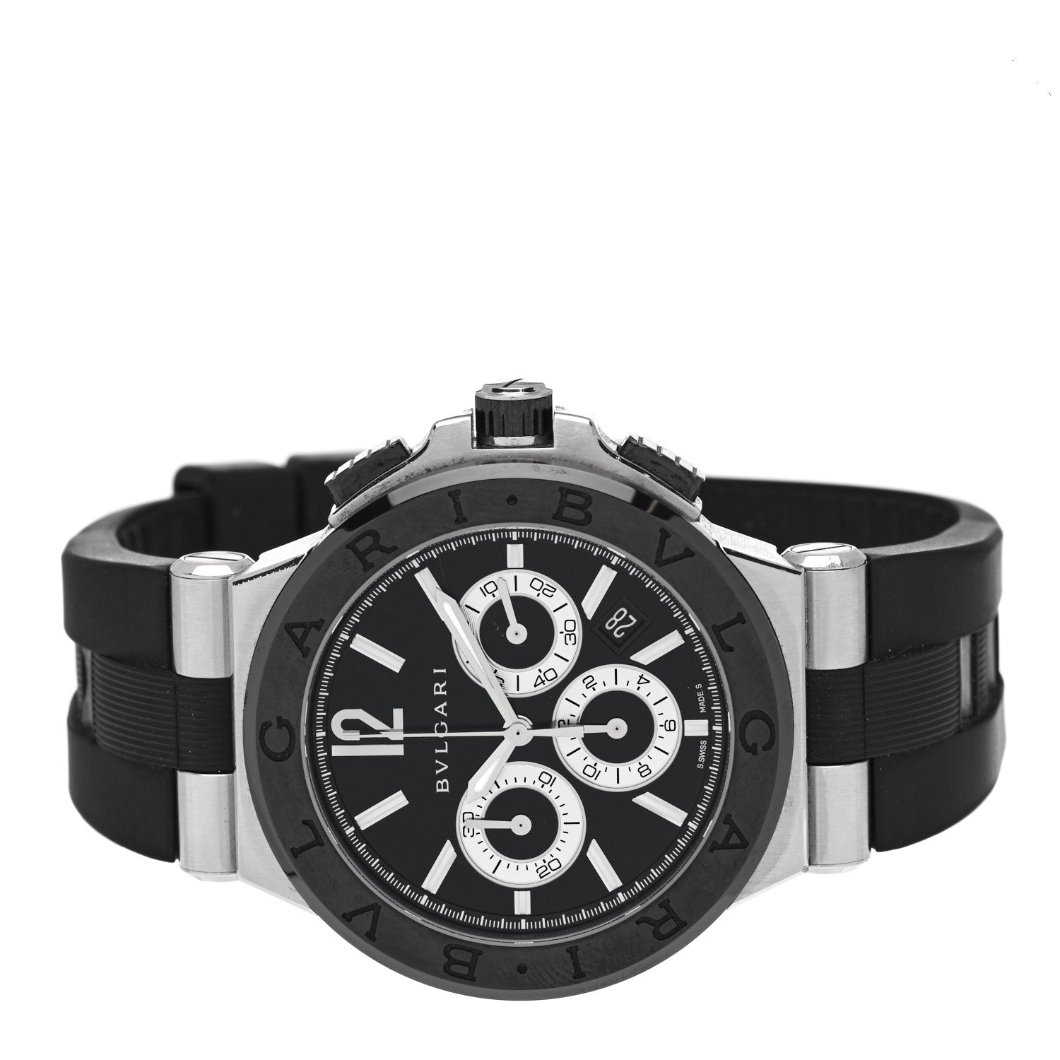 Bulgari Stainless Steel Rubber 42mm Diagono Chronograph Automatic Watch Black 2 of 5