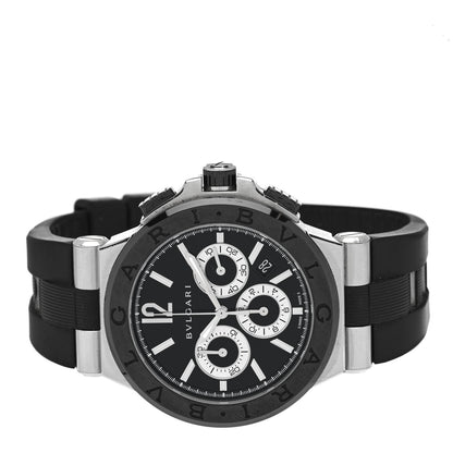 Bulgari Stainless Steel Rubber 42mm Diagono Chronograph Automatic Watch Black 2 of 5