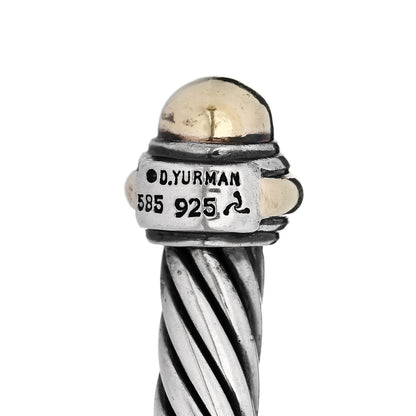 David Yurman Sterling Silver 14K Yellow Gold 7mm Cable Classics Dome Bracelet 3 of 3