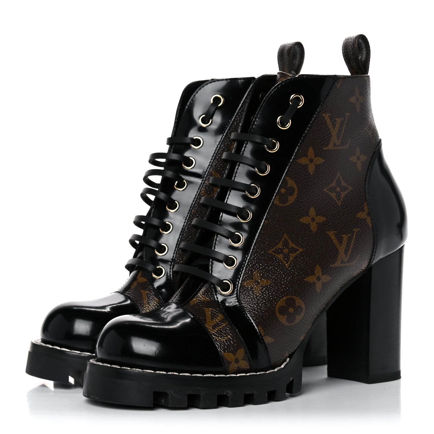 Louis Vuitton Patent Calfskin Monogram Star Trail Ankle Boots 39 Black 3 of 11
