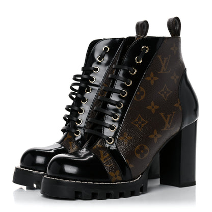 Louis Vuitton Patent Calfskin Monogram Star Trail Ankle Boots 39 Black 3 of 11