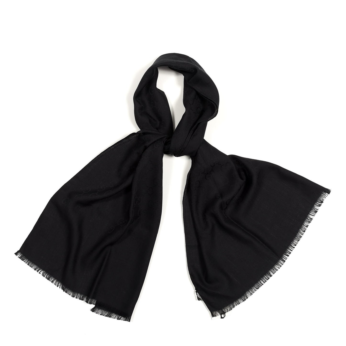 Wool Silk GG Monogram GGNat Scarf Black