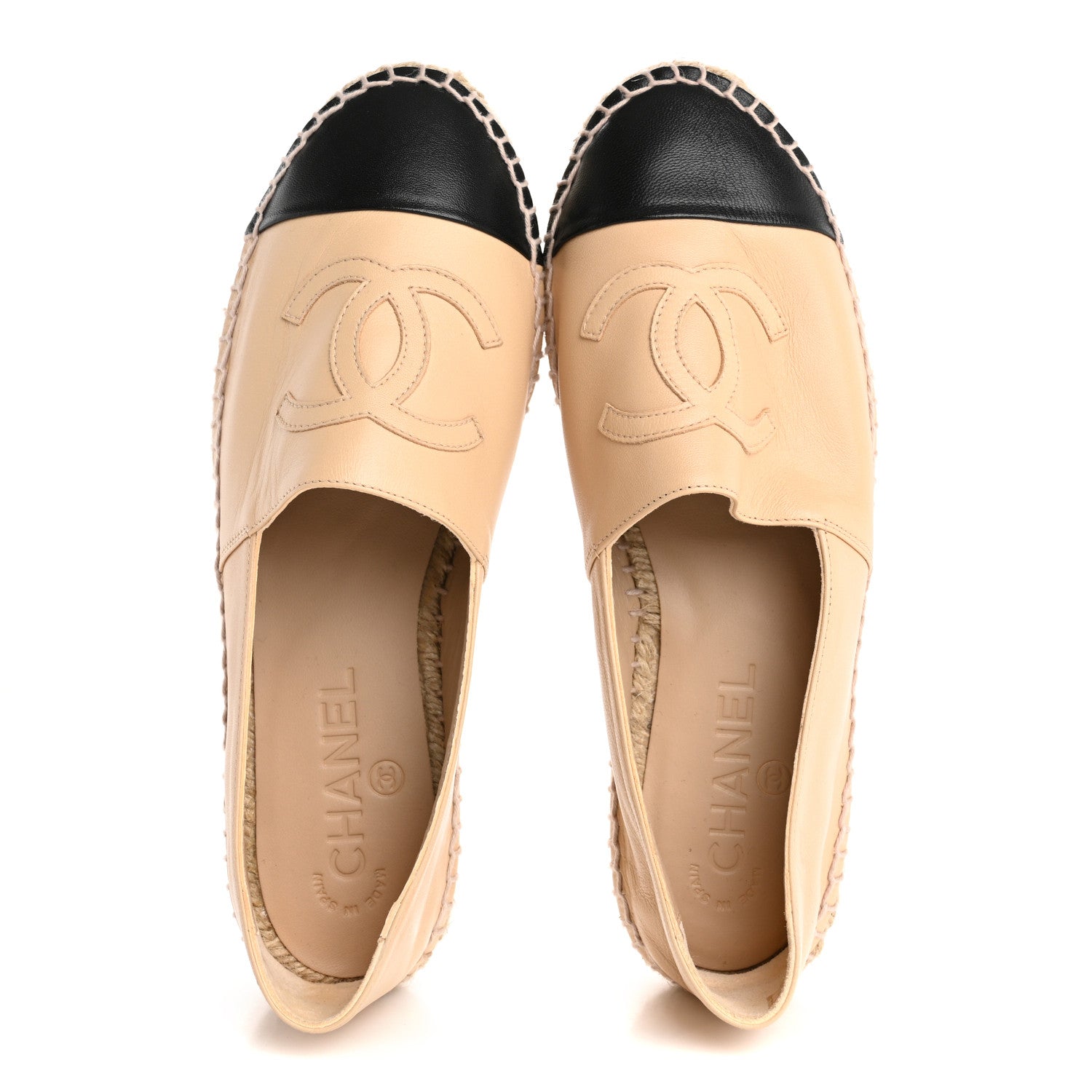 Chanel Lambskin CC Espadrilles 37 Beige Black 2 of 10