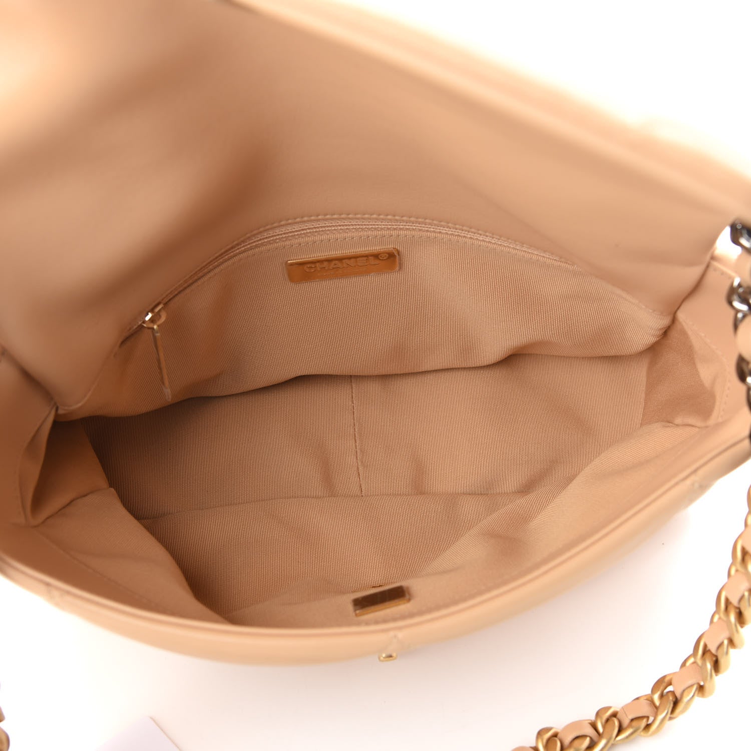 Chanel Lambskin Quilted Large Chanel 19 Flap Beige 7 of 9