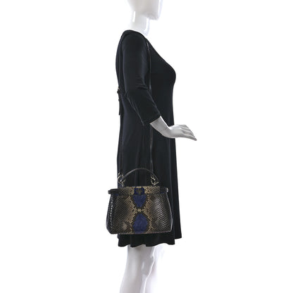 Fendi Snakeskin Mini Peekaboo Iconic Satchel Blue Multicolor 2 of 10