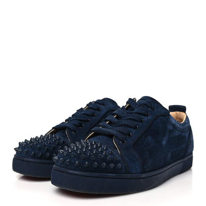 Christian Louboutin Suede Calfskin Mens Louis Junior Spikes Orlato Flat Sneakers 41 Blue Scuro 4 of 9