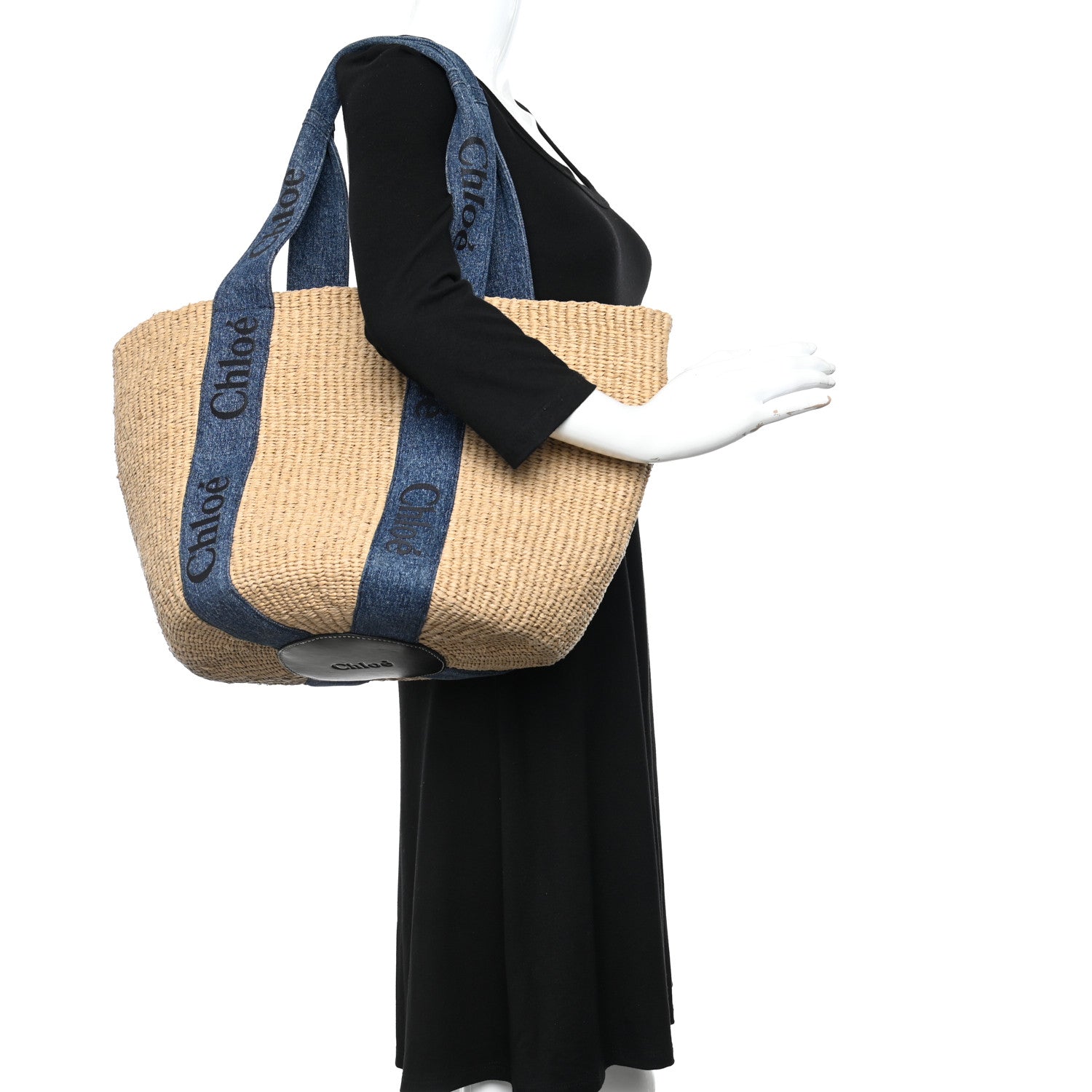 Chloe Woven Large Woody Basket Tote Denim 2 of 9