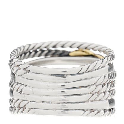 David Yurman Sterling Silver 18K Yellow Gold Double X Crossover Ring 54 6.75 2 of 3