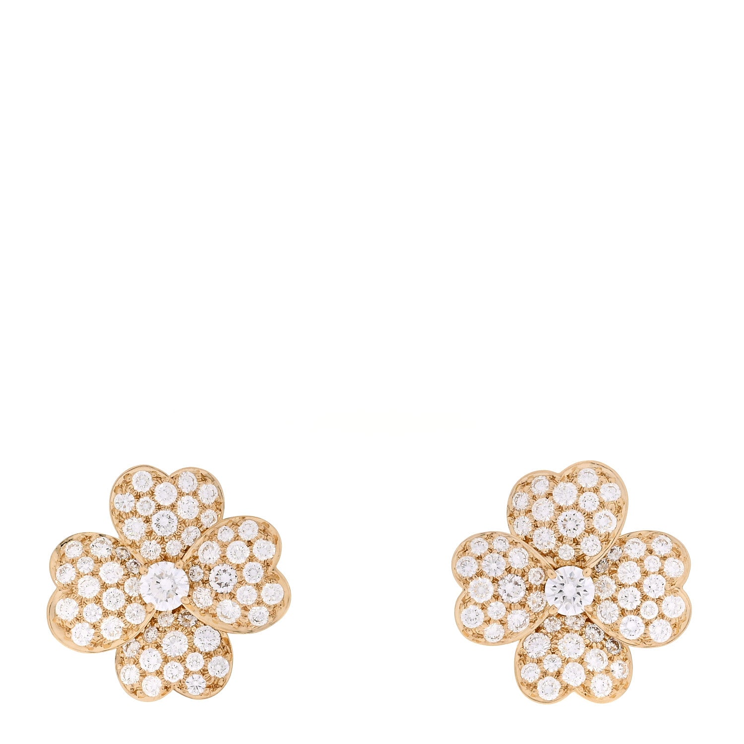 Van Cleef & Arpels 18K Yellow Gold Diamond Medium Cosmos Clip-On Earrings 1 of 5