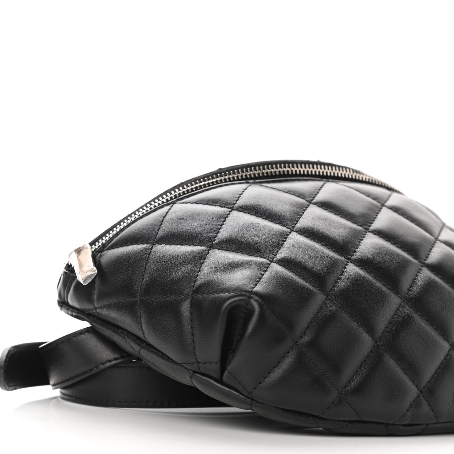 Lambskin Quilted Waist Belt Bag Black