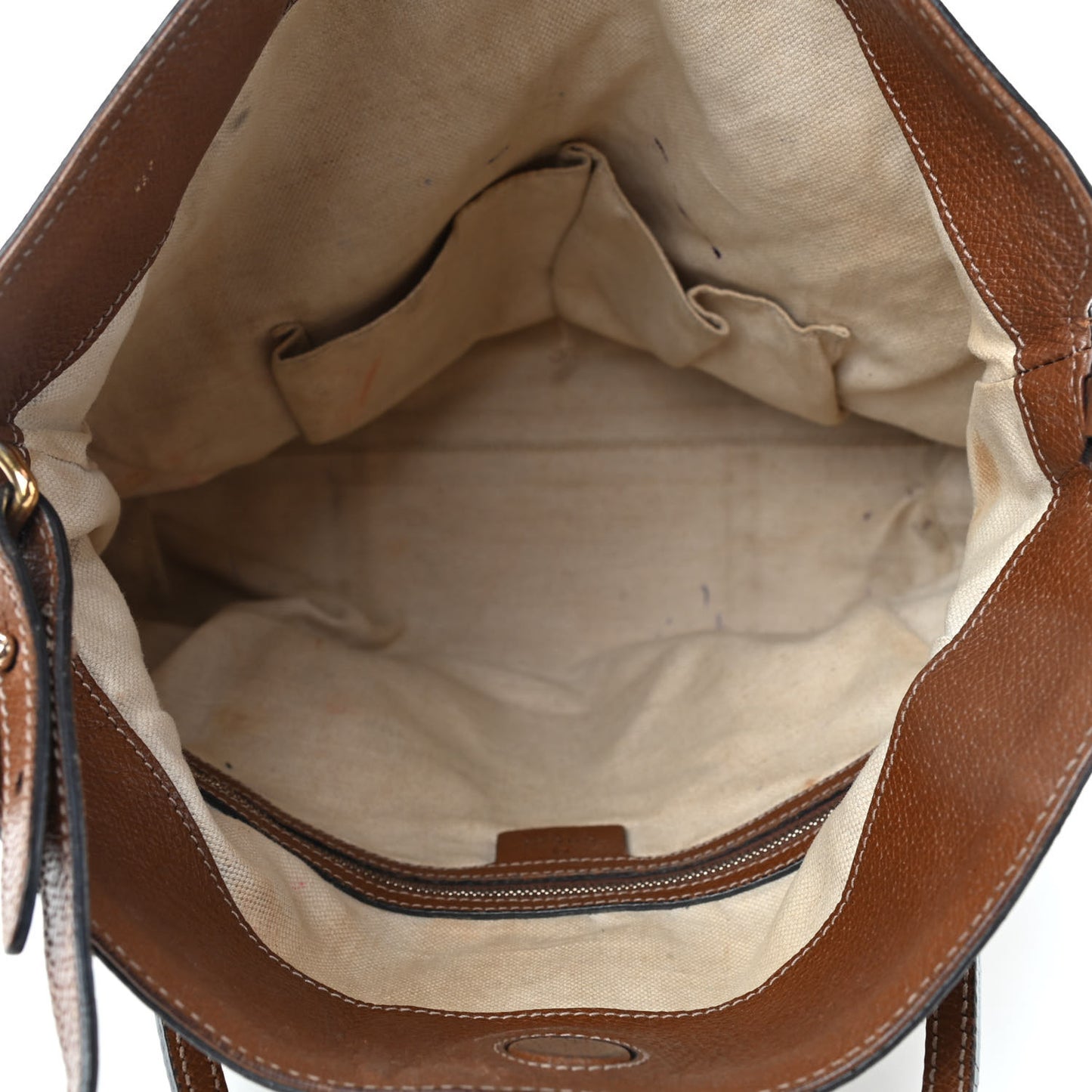 Monogram Textured Calfskin Medium Bree Foldover Tote Beige Ebony Nocciola
