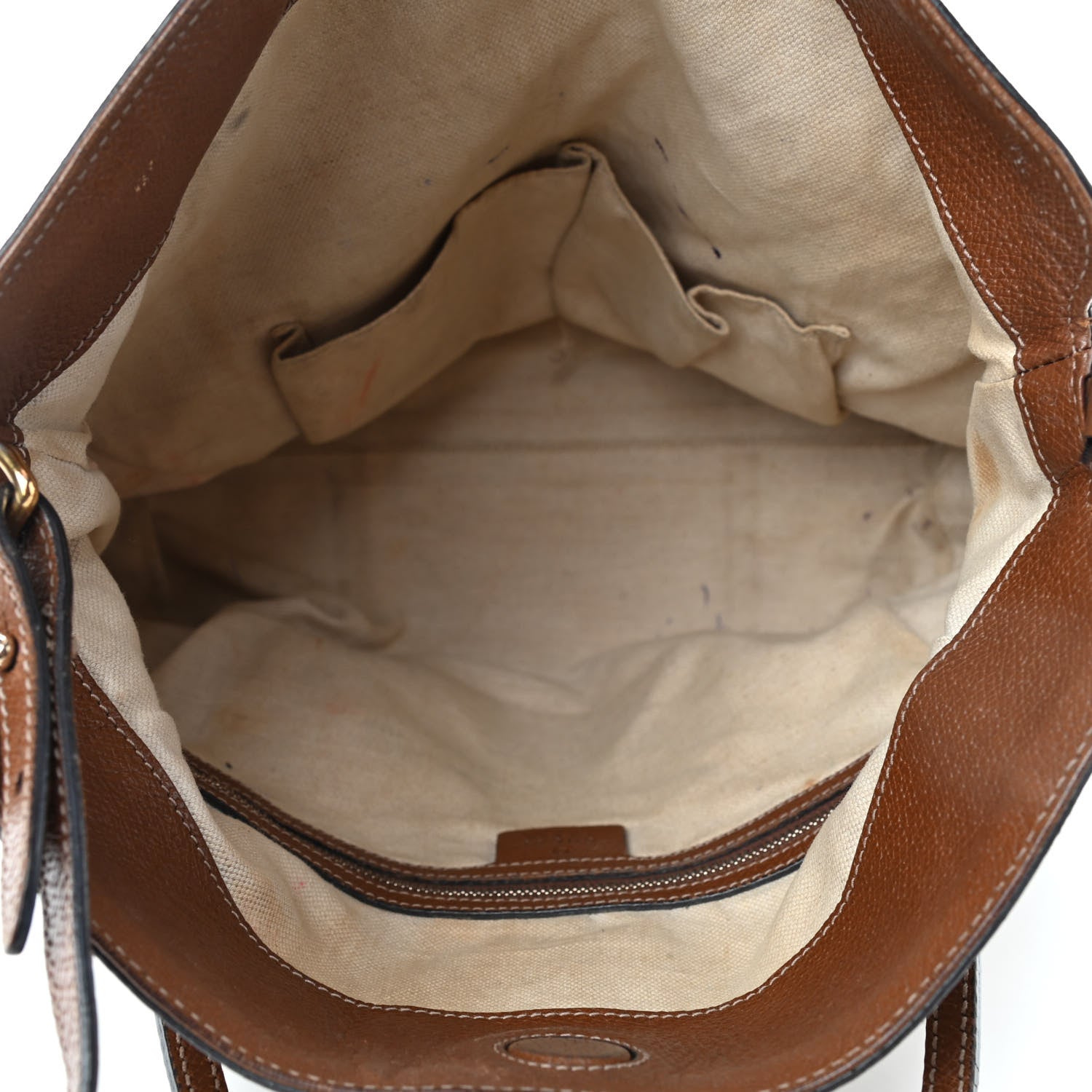 Gucci Monogram Textured Calfskin Medium Bree Foldover Tote Beige Ebony Nocciola 4 of 9