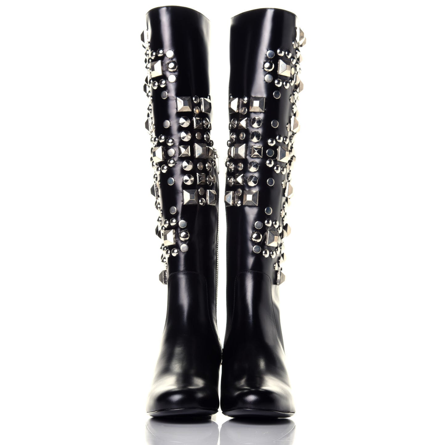 Ketta Studded Babies 40 Brod Knee High Boots 36.5 Black