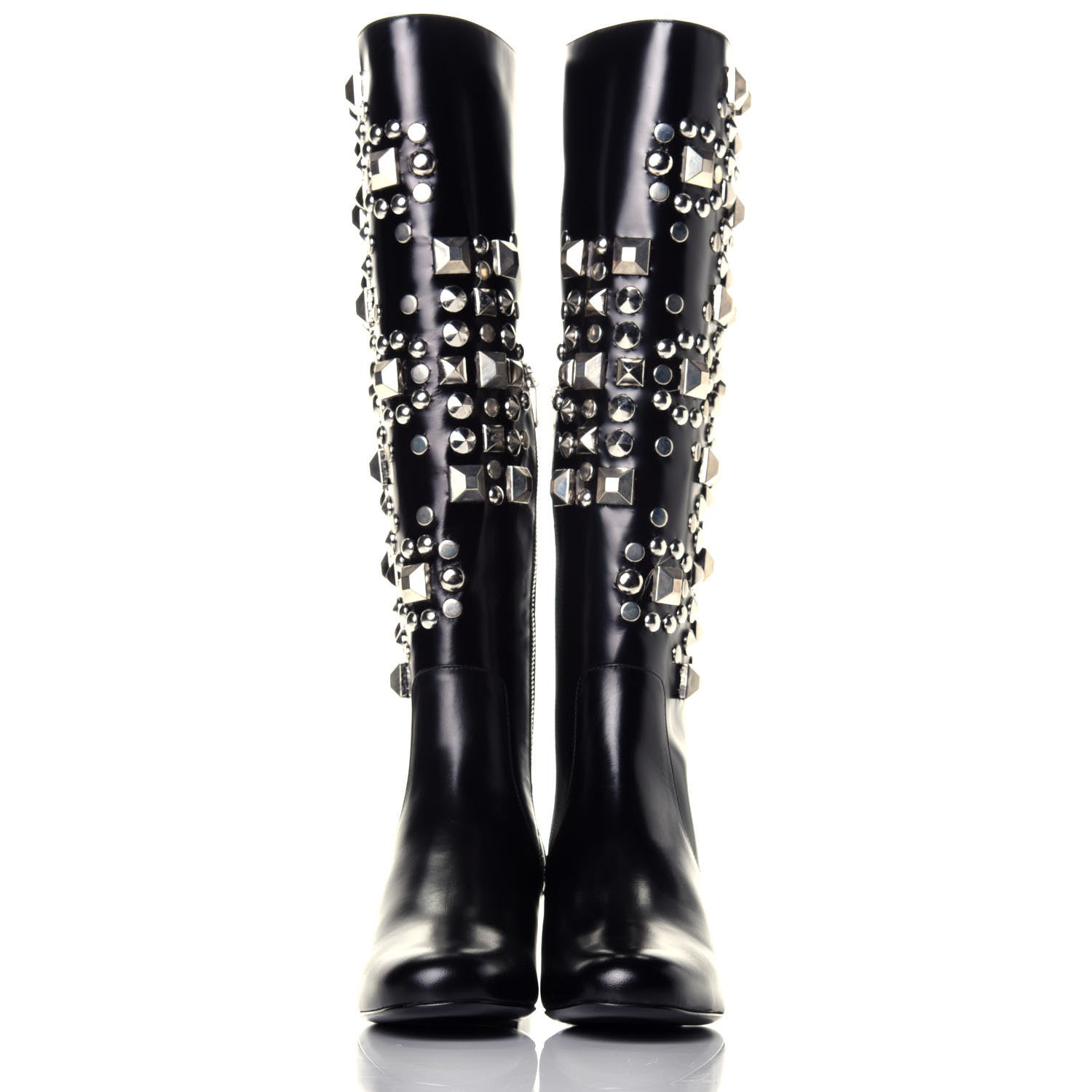 Saint Laurent Ketta Studded Babies 40 Brod Knee High Boots 36.5 Black 2 of 8