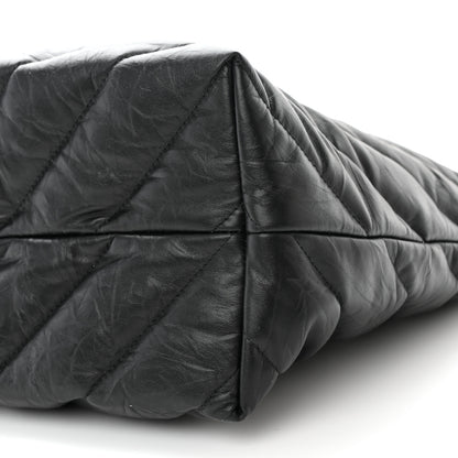 Balenciaga Crushed Calfskin Quilted Matte Black Hardware Large Crush Carry All Tote Bag Black 10 of 10