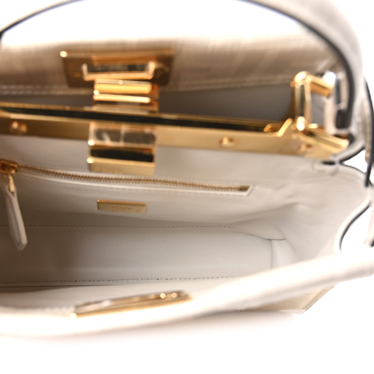 Fendi Glazed Fabric Nappa FF Disco Girls Inlay Mini Peekaboo Iconic Satchel Bianco Perla Multicolor 5 of 11