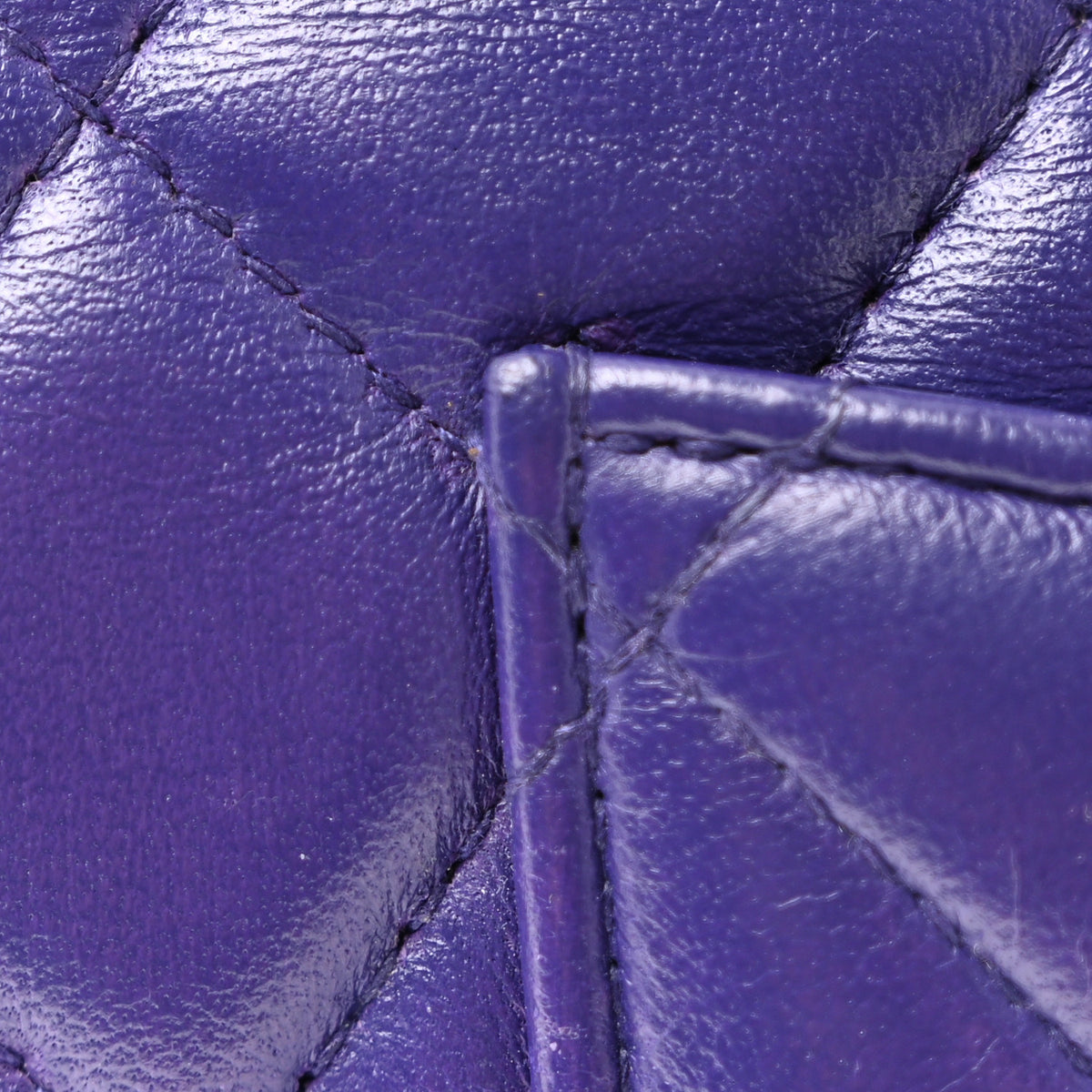 Lambskin Quilted Mini Rectangular Flap Purple