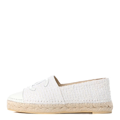 Chanel Tweed Patent CC Espadrilles 38 White 1 of 10