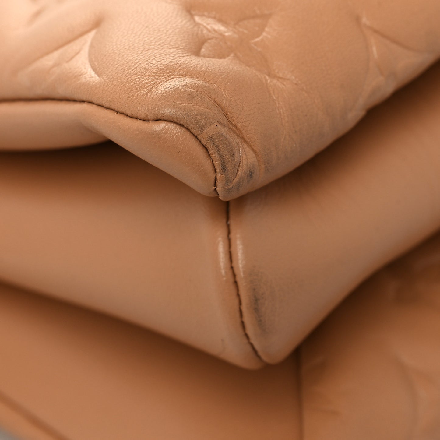 Lambskin Embossed Monogram Coussin PM Camel