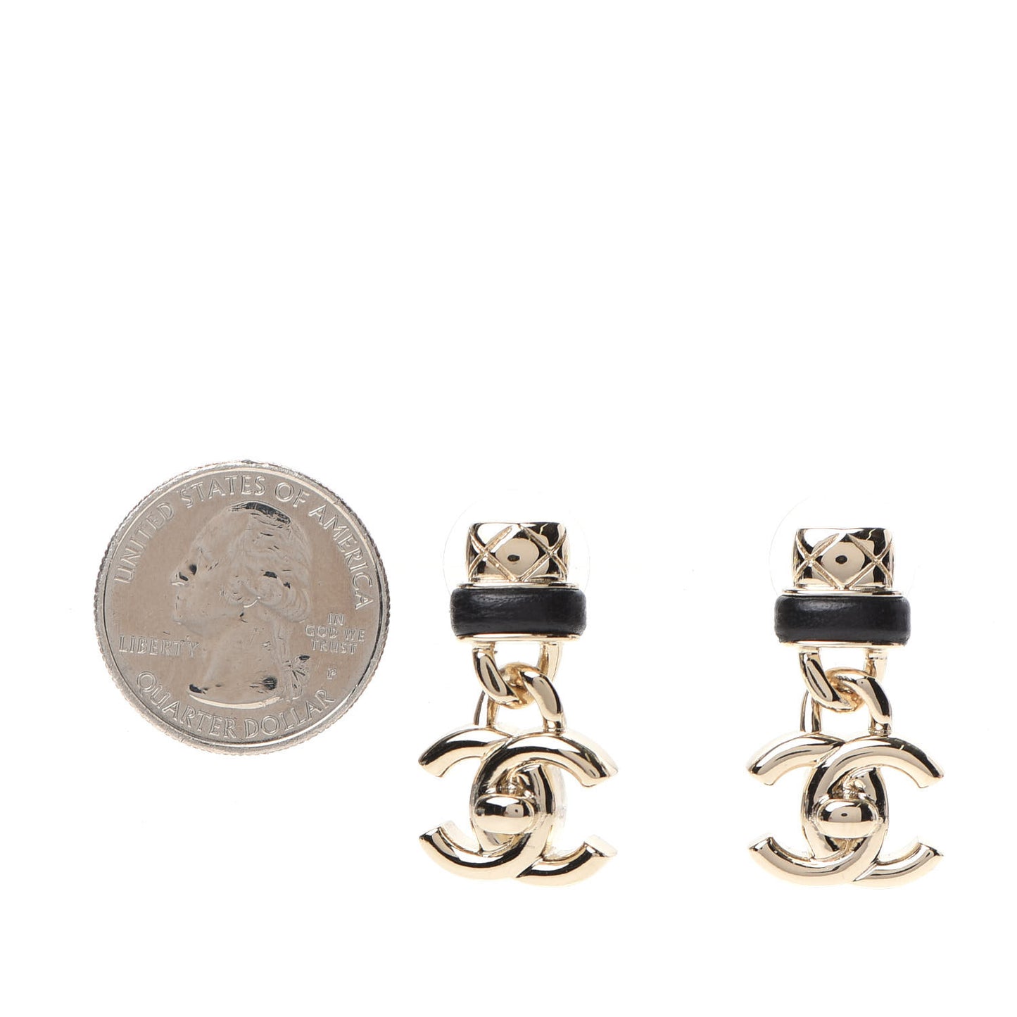 Lambskin CC Turnlock Drop Earrings Gold Black