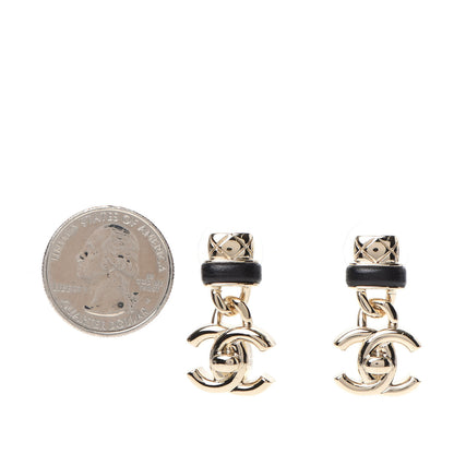 Chanel Lambskin CC Turnlock Drop Earrings Gold Black 2 of 5