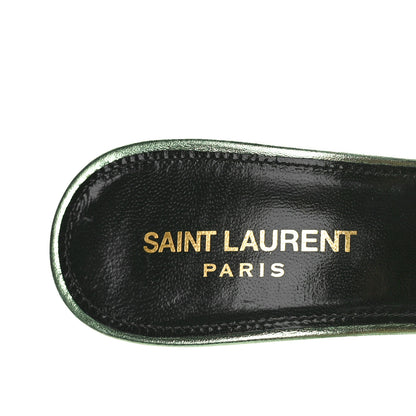 Saint Laurent Metallic Nappa La 16 Mule Sandals 38.5 Green 7 of 9