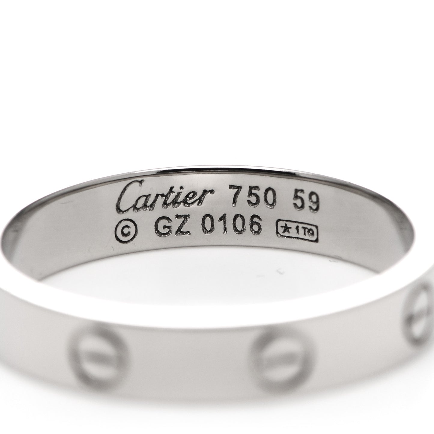 18K White Gold 3.5mm LOVE Wedding Band Ring 59 8.75