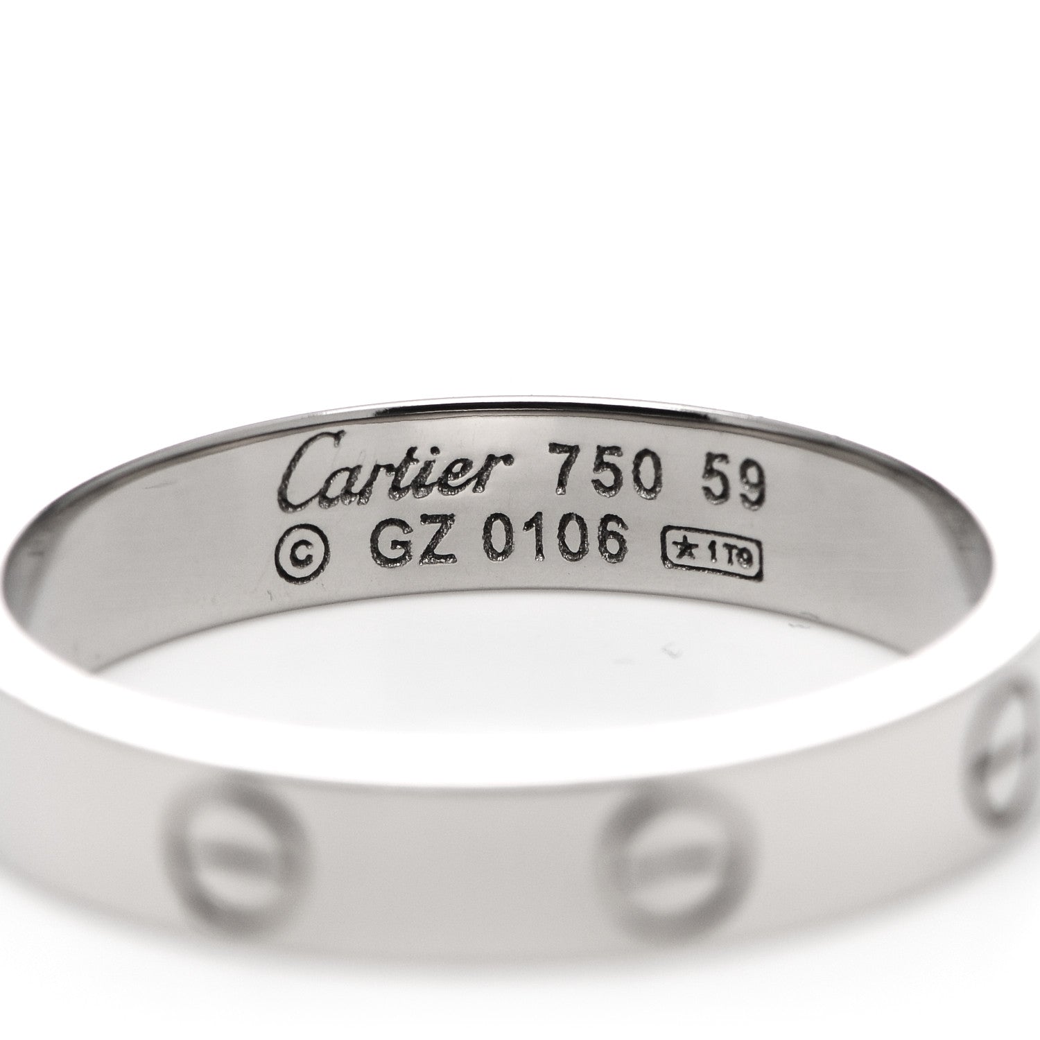 Cartier 18K White Gold 3.5mm LOVE Wedding Band Ring 59 8.75 4 of 4