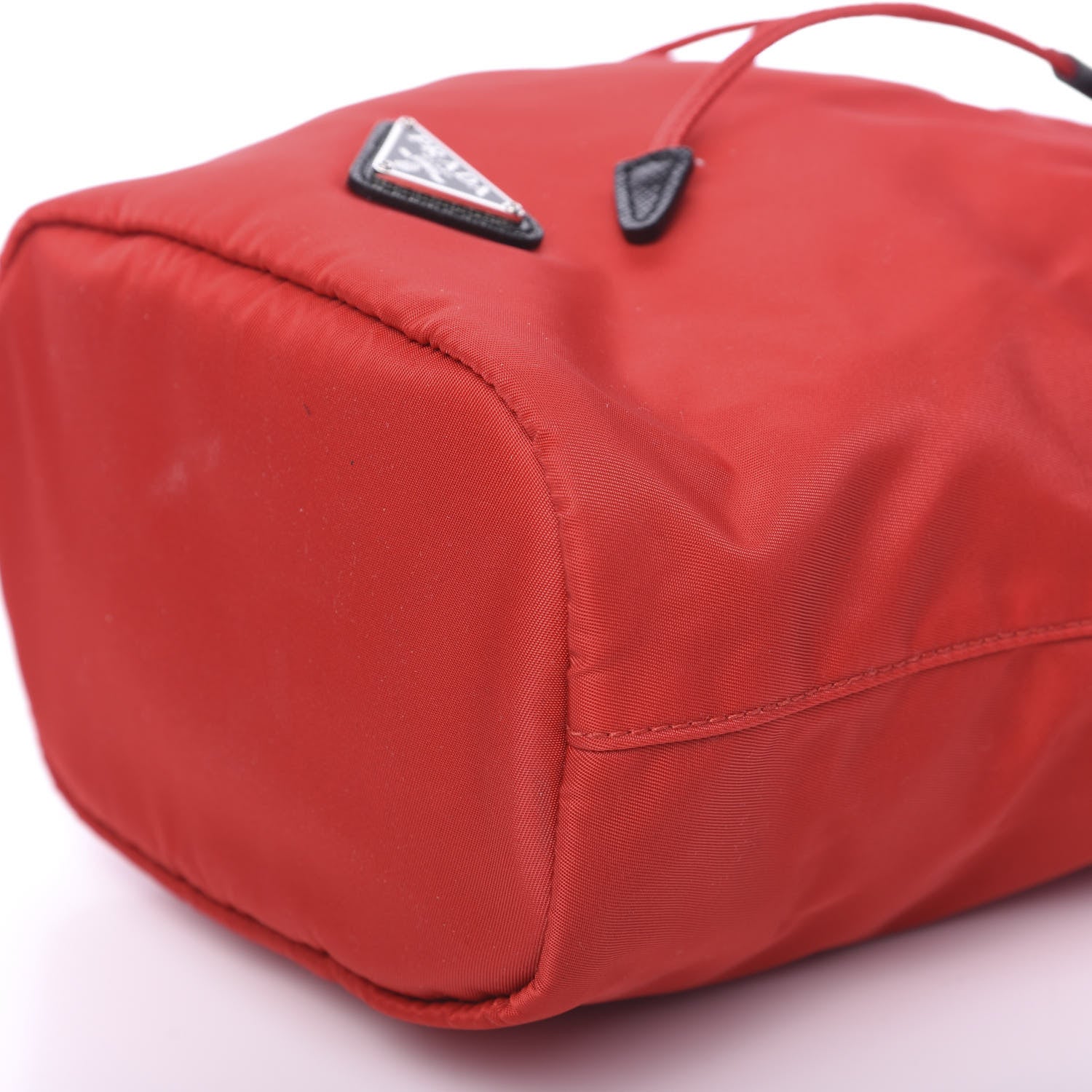 Prada Saffiano Tessuto Nylon Bucket Wristlet Rosso 7 of 8