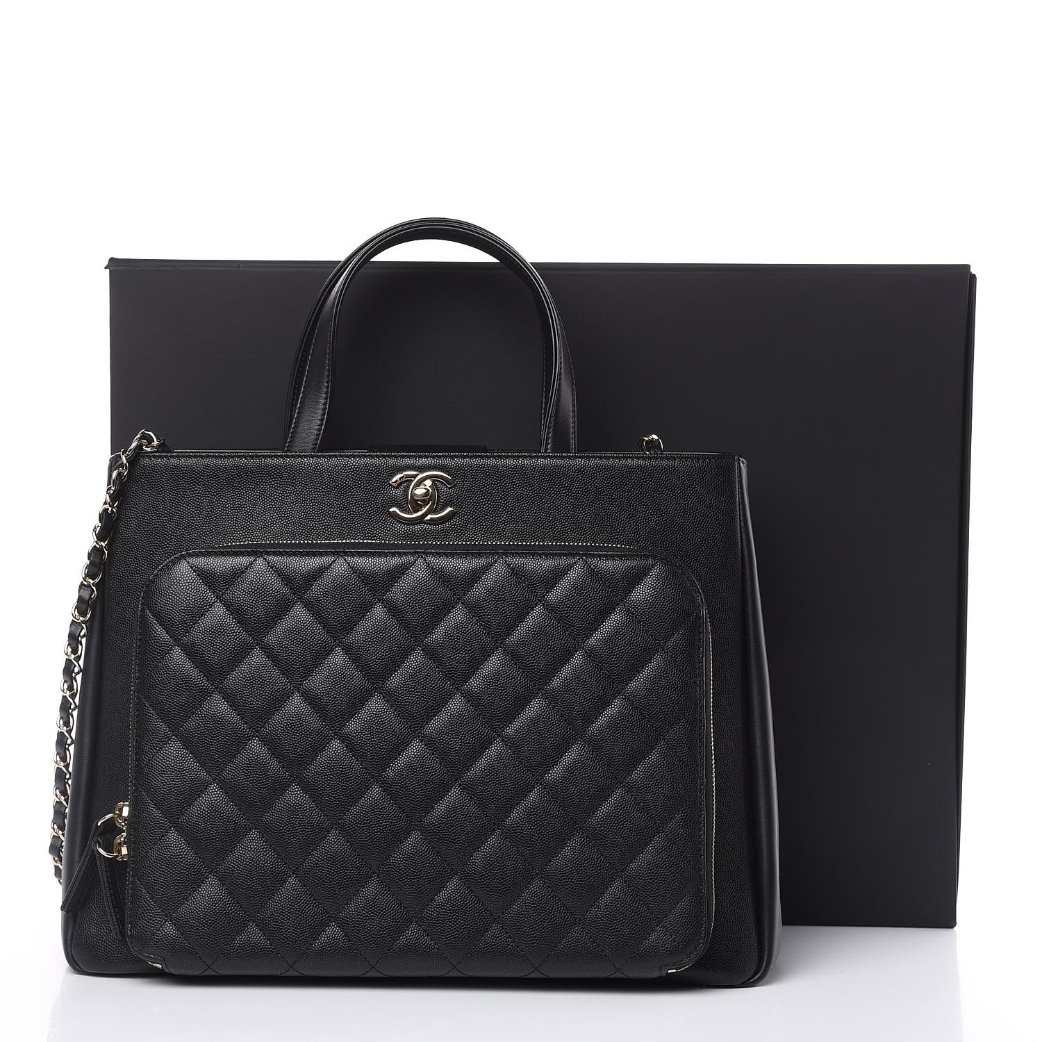 Chanel Caviar Quilted Large Business Affinity Shopping Bag Black 10 of 10