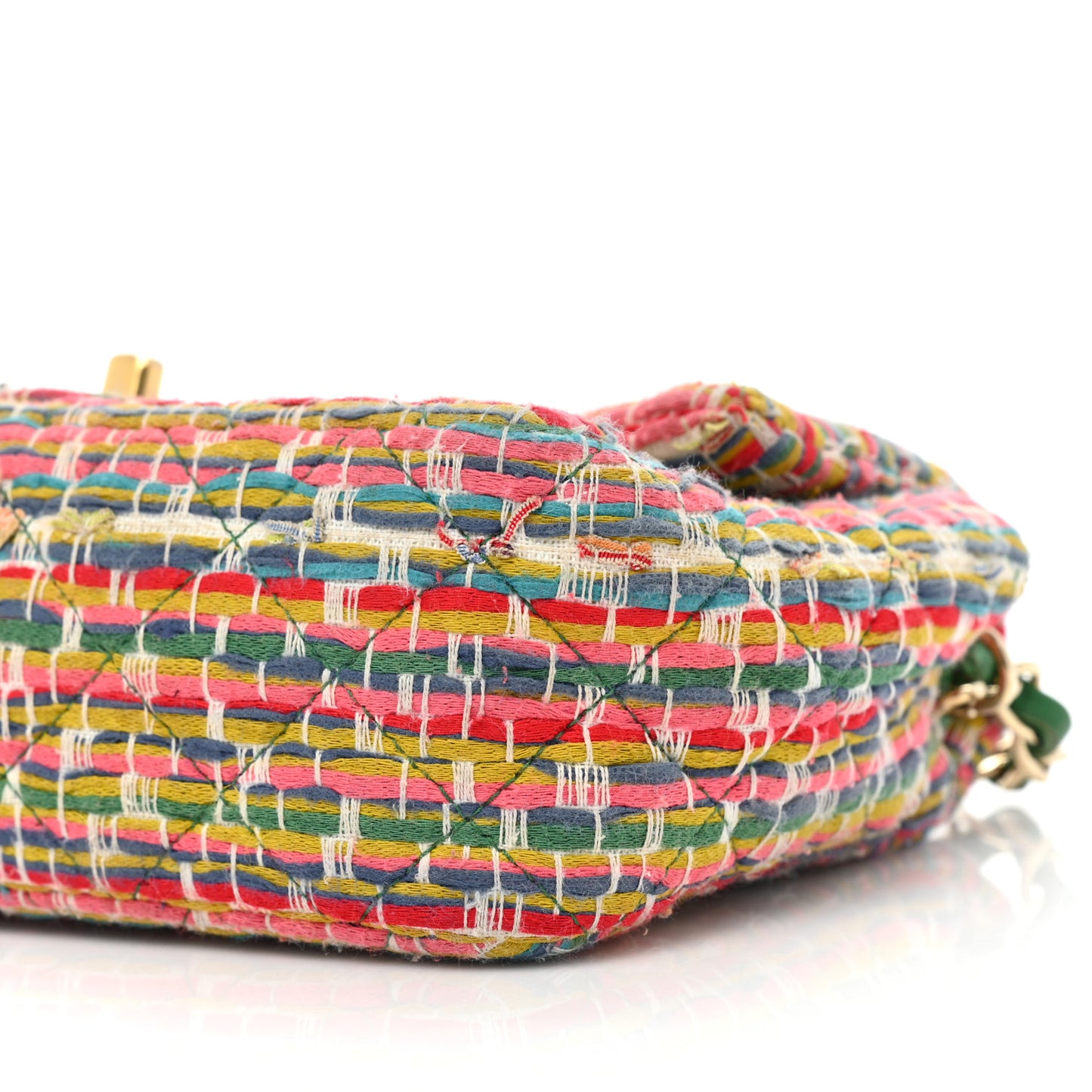 Tweed Quilted Mini Rectangular Flap Green Multicolor