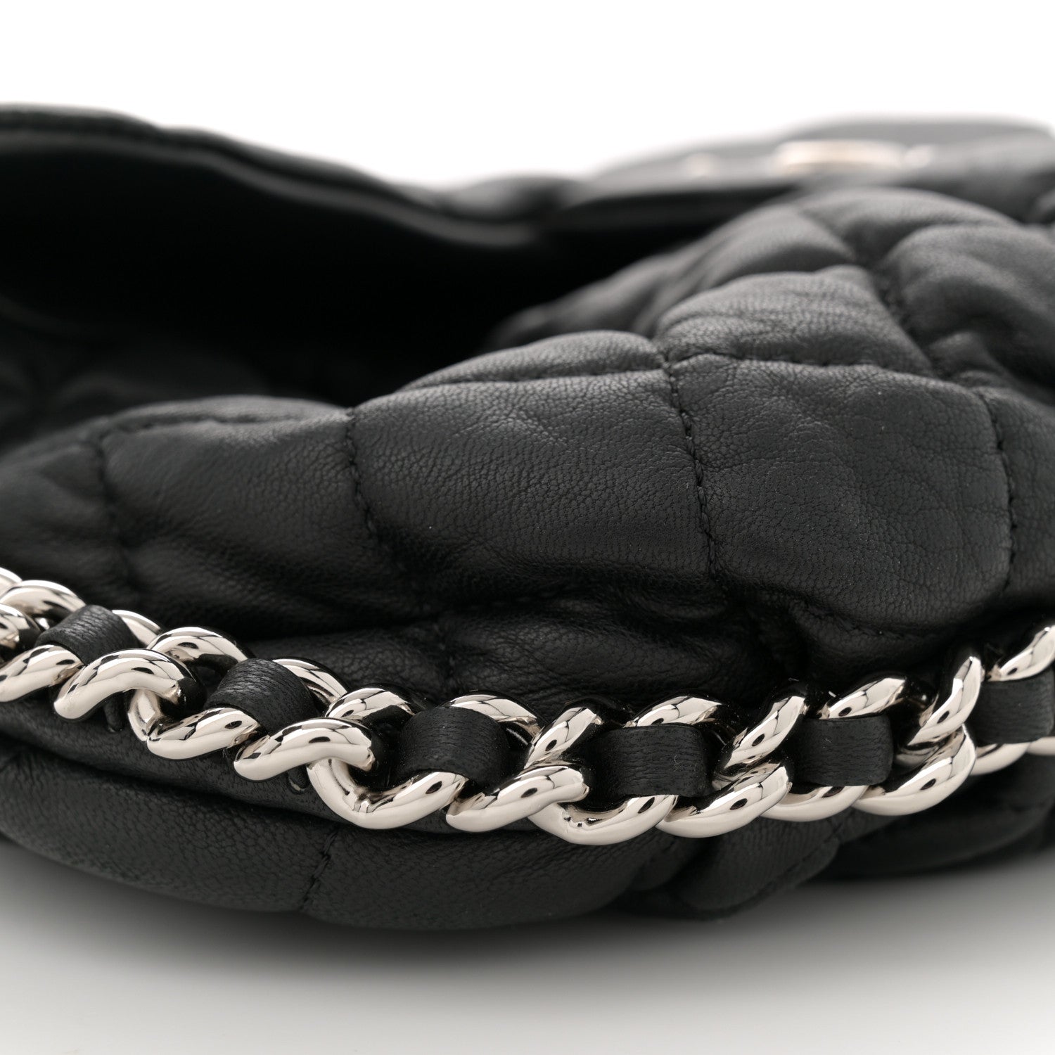 Chanel Washed Lambskin Quilted Medium Chain Around Messenger Black 9 of 11