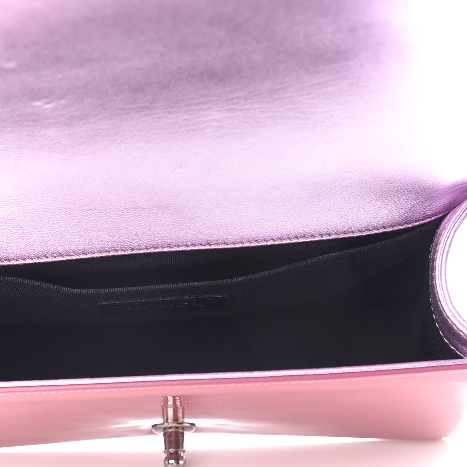 Chanel Metallic Patent Calfskin Quilted Medium Boy Flap Light Pink 5 of 11