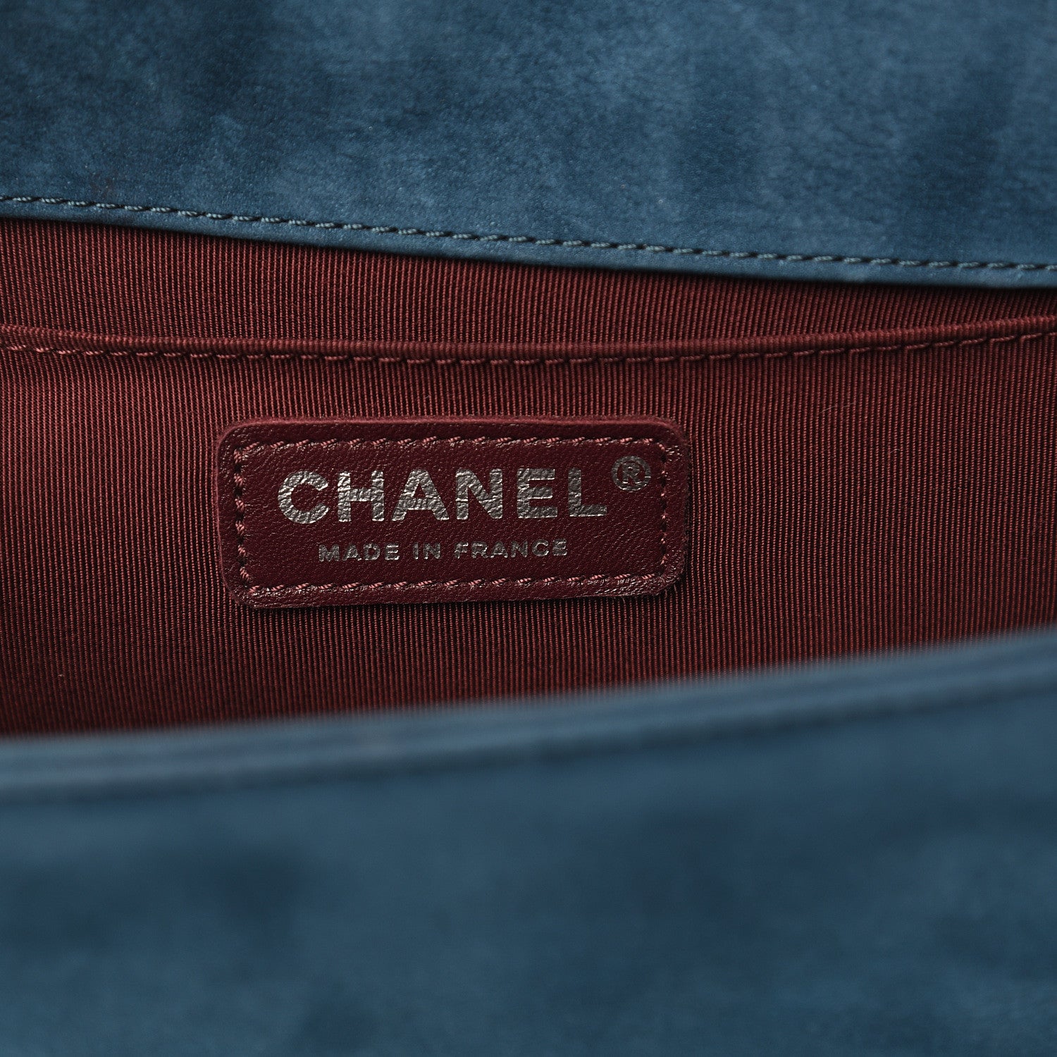 Chanel Nubuck Chevron Quilted Medium Boy Flap Blue 5 of 17