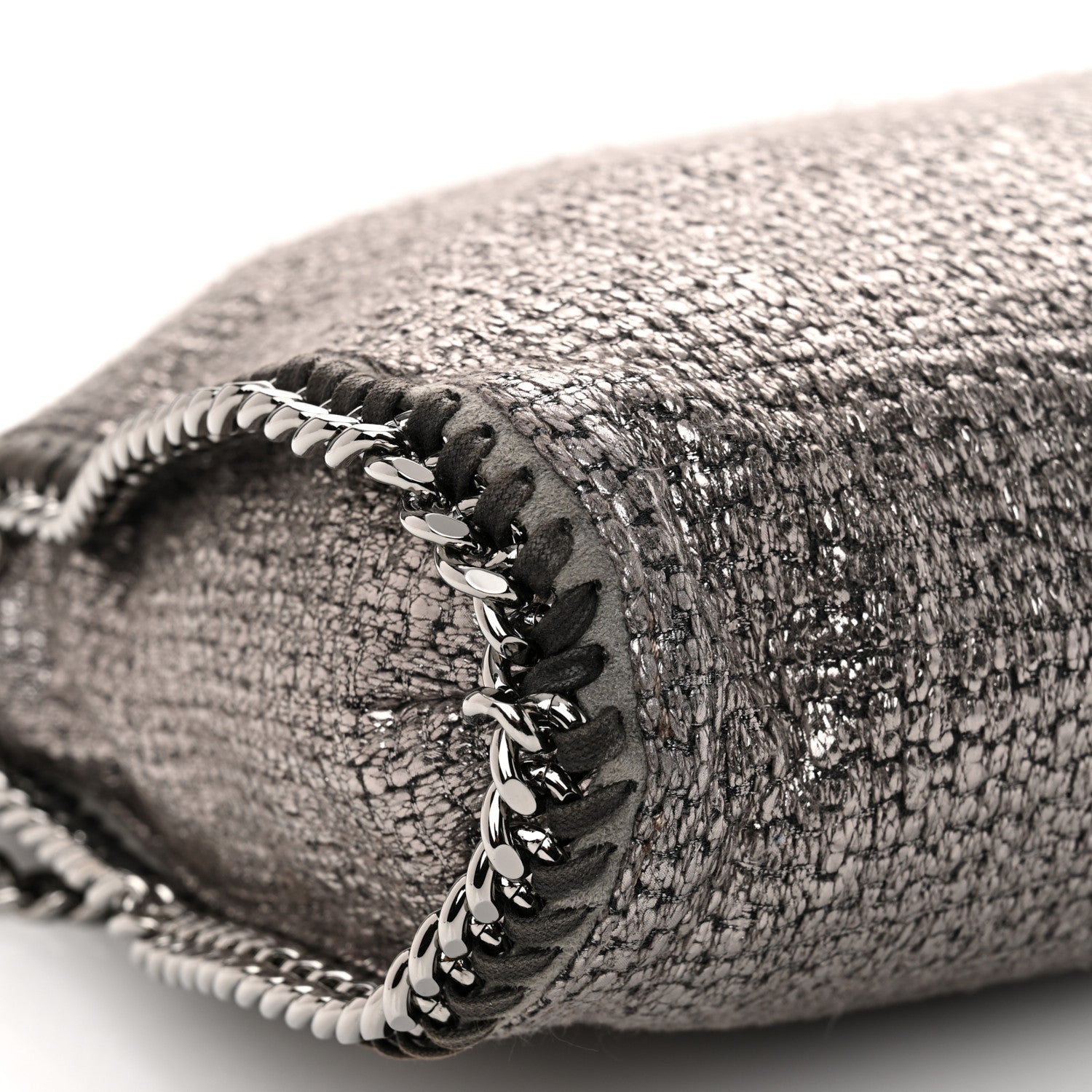 Stella McCartney Metallic Woven Boucle Falabella Fold Over Tote Dark Grey 8 of 9