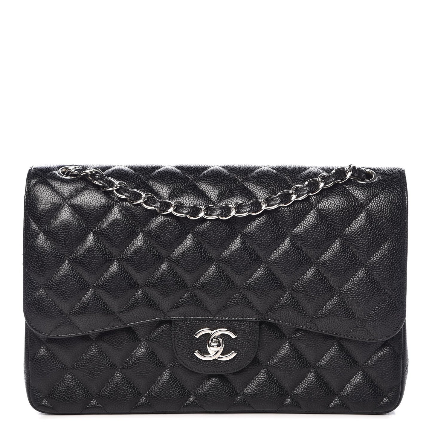 Caviar Quilted Jumbo Double Flap Black