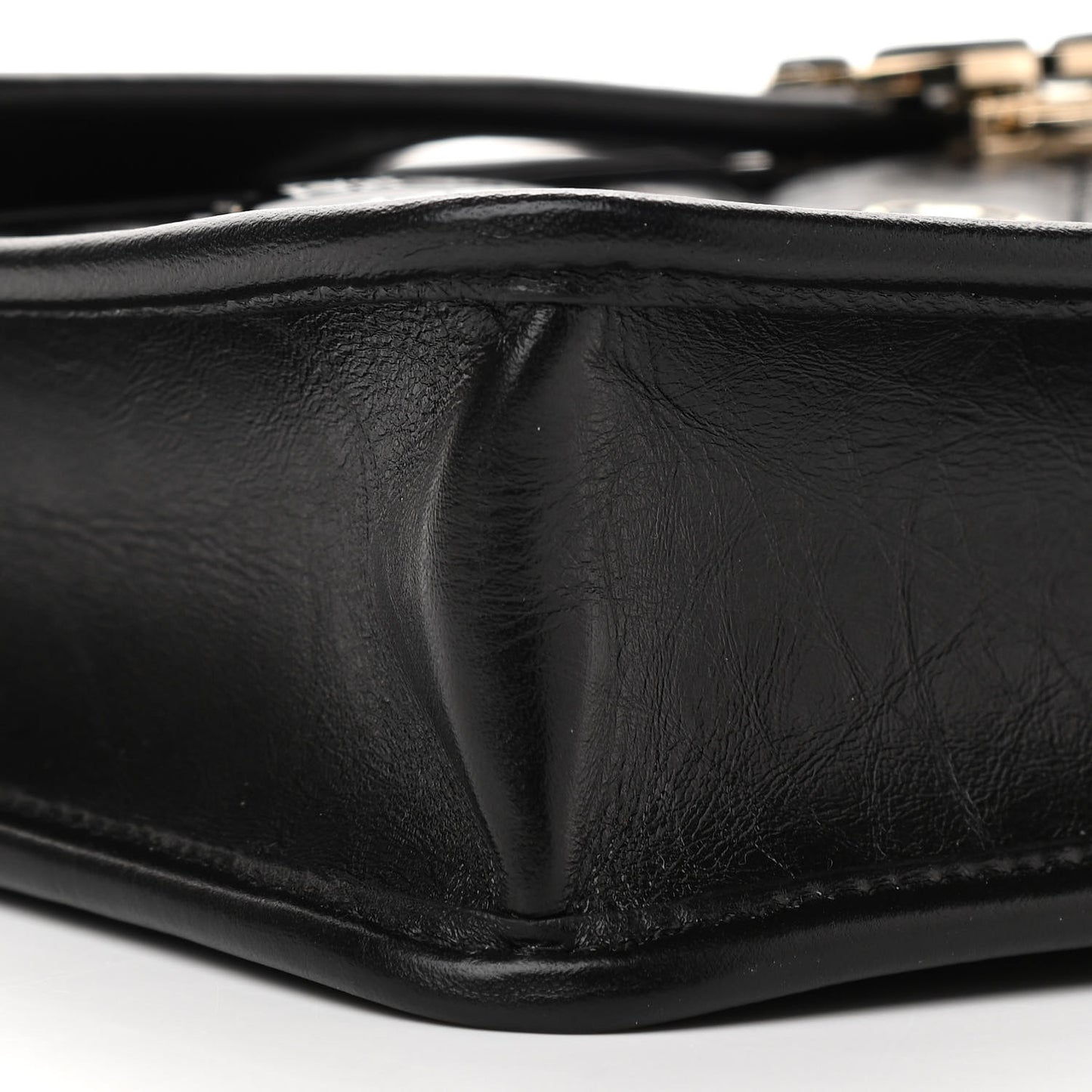 Aged Calfskin Charms Flap Bag Black
